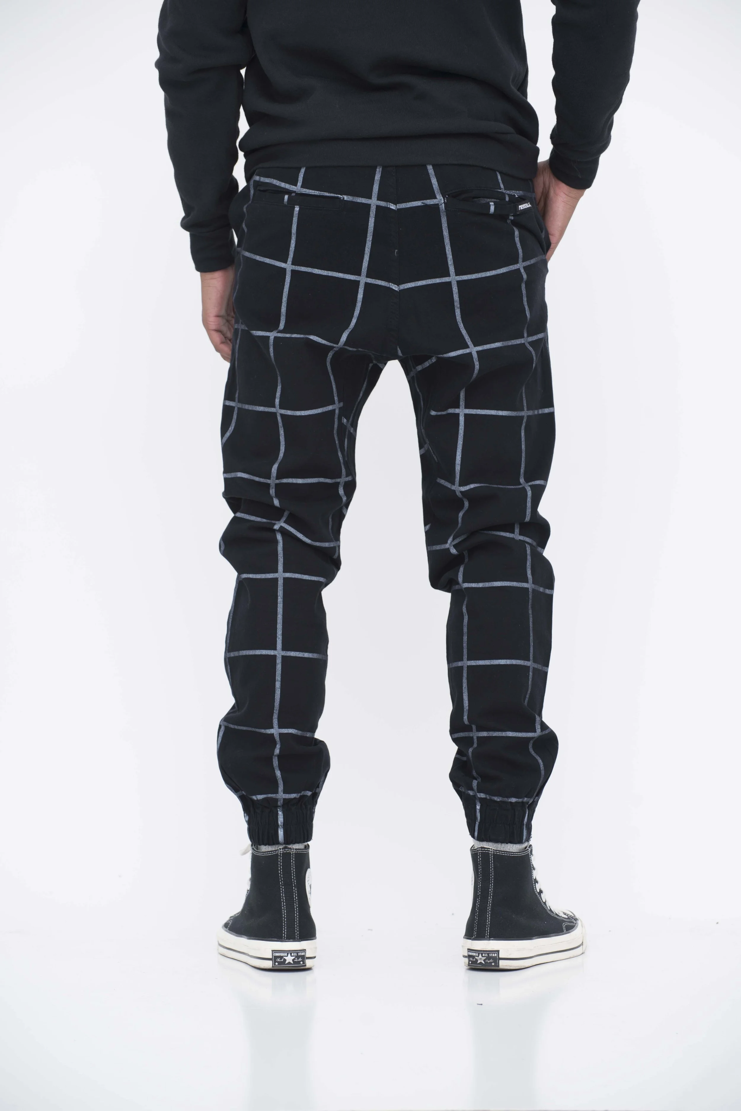 Men's chequered joggers sales